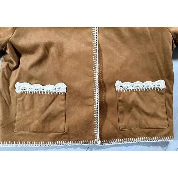 NWT Bagatelle Collection Crochet Trim Jacket Caramel Size XS - Picture 6 of 12